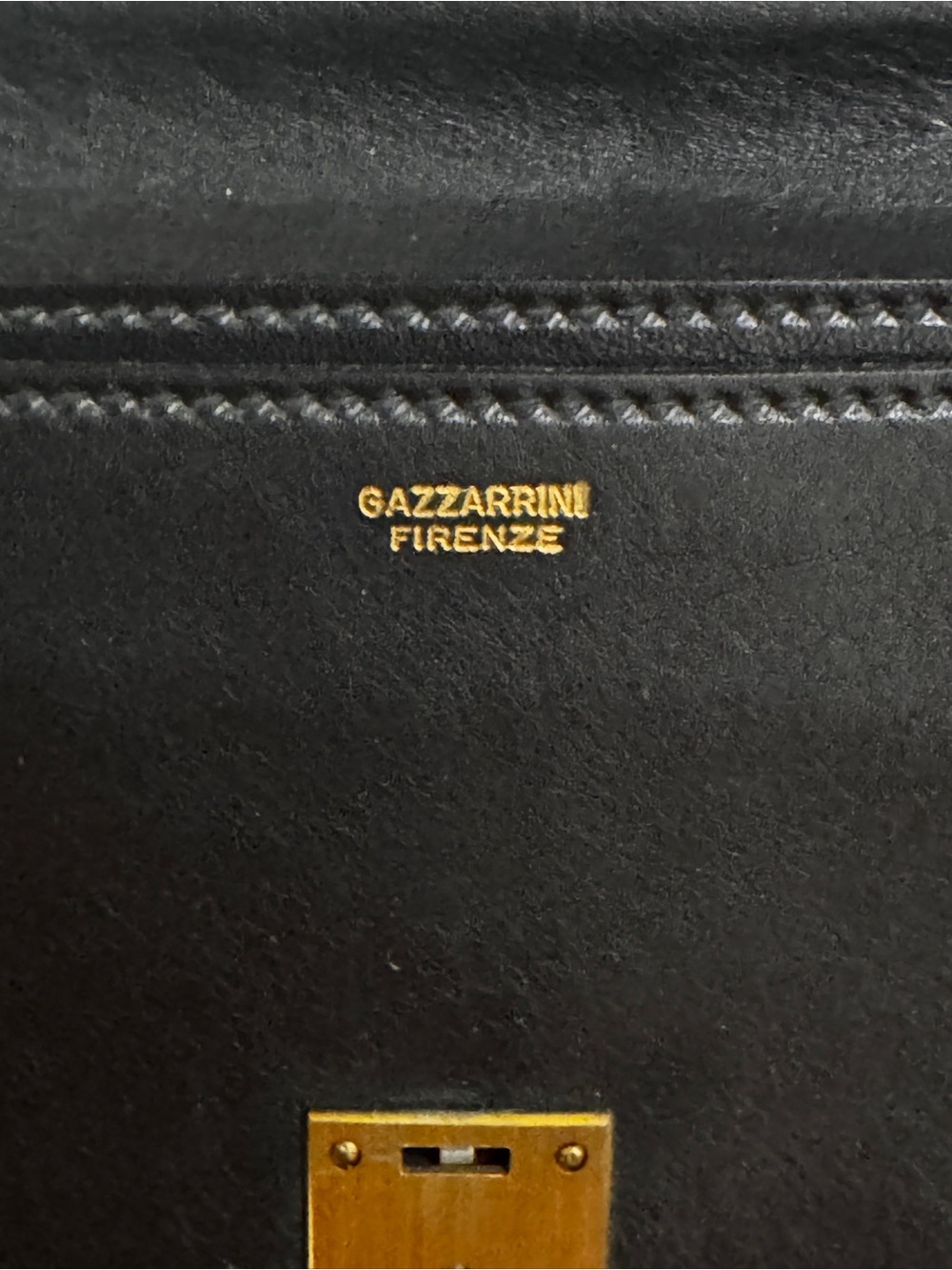 Gazzarrini Firenze Black Leather Men’s Document Folio Gold Lock have the key - Picture 7 of 14